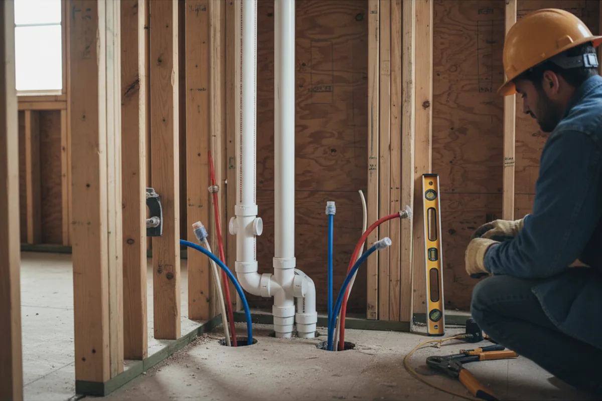 Drain and supply rough-in during Sump Pump Repair in Millwood